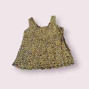 Women's Moda International Purple, Brown and Yellow Floral Tank Top Medium